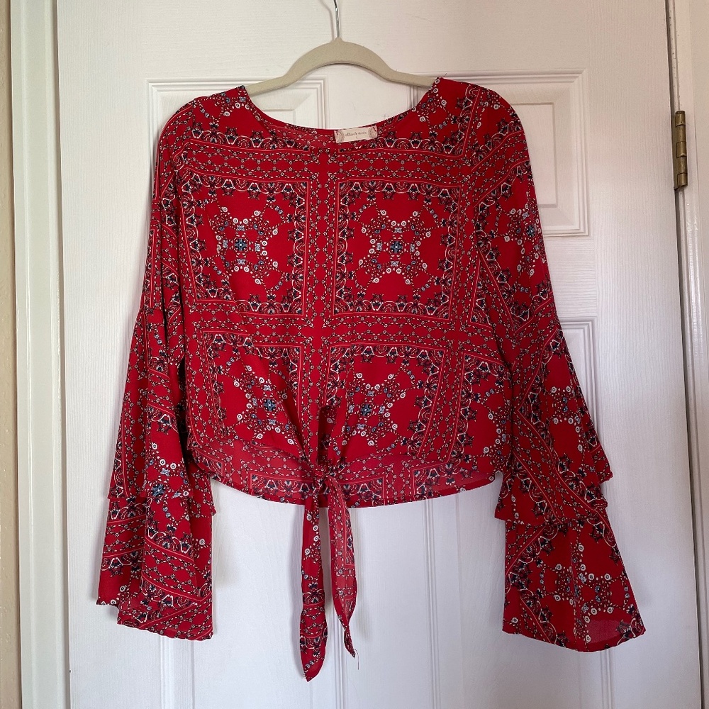 WOMEN'S ALTAR'D STATE RED FLORAL MULTI CROP TOP